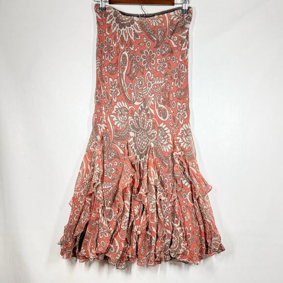 Charter Club Skirt Womens 6 Silk Boho Gypsy 90s Fairy Grunge Peasant Floral FLAW - Picture 1 of 9